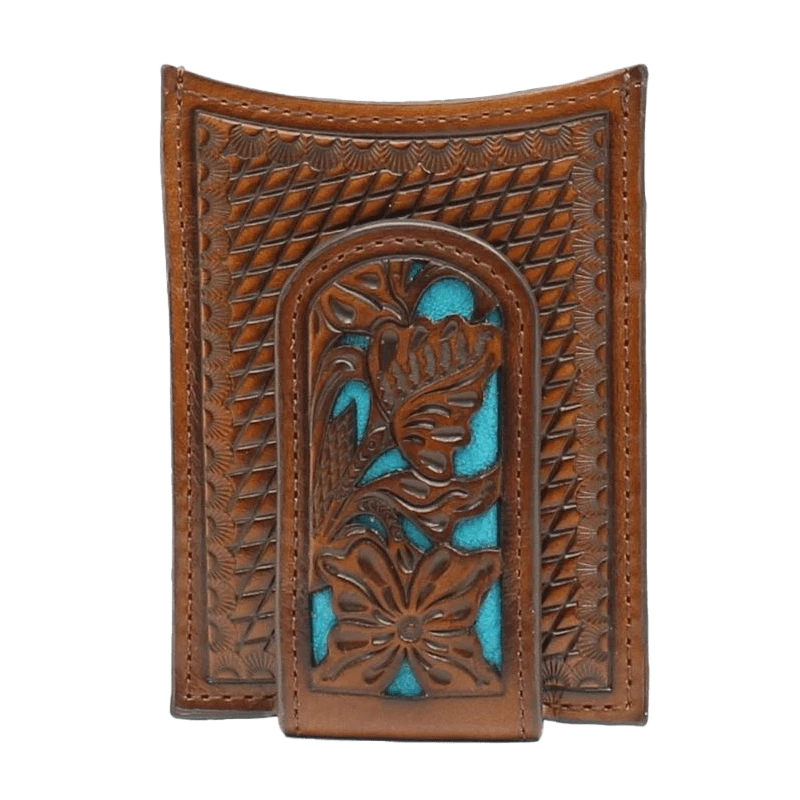 Nocona Mens Tooled Inlay Money Clip