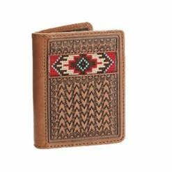 Ariat Men's Brown Aztec Embroidery Bi-Fold Wallet