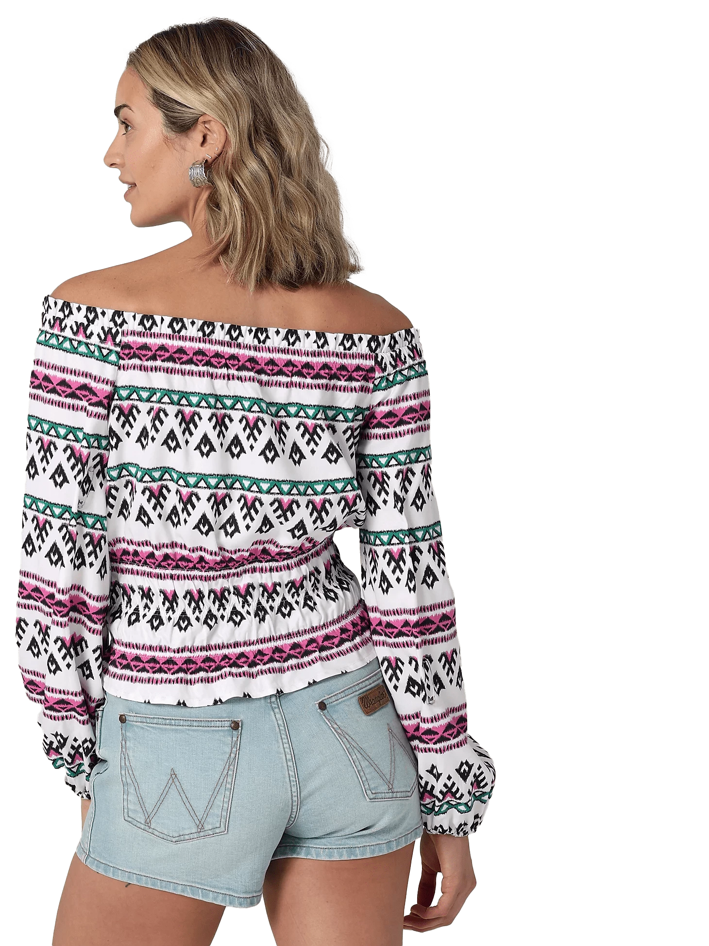 Women's Wrangler Off-The-Shoulder Woven Retro Top - Image 3