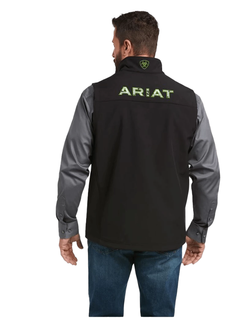 Ariat Men's Team Softshell Black And Green Vest - Image 2