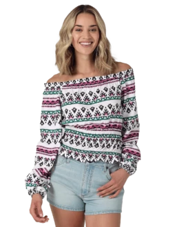 Women's Wrangler Off-The-Shoulder Woven Retro Top